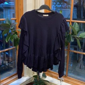 Ulla Johnson navy ruffled sweater in women’s M